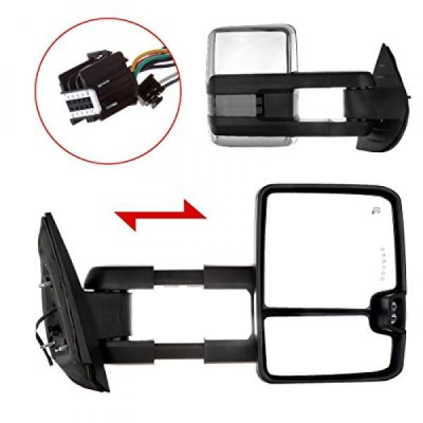 Chrome Towing Mirrors Side Power Heated Led Signal Pair Set For Chevy GMC 07-14 Chrome Towing Mirrors Side Power Heated Led Signal Pair Set For Chevy GMC 07-14